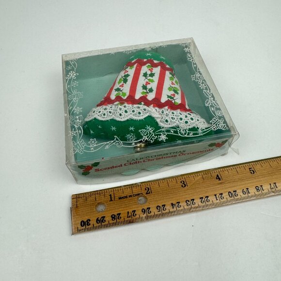 Vtg 1984 Calico Christmas Scented Cloth Ornament Bell Shape w Original Box READ - Picture 5 of 11